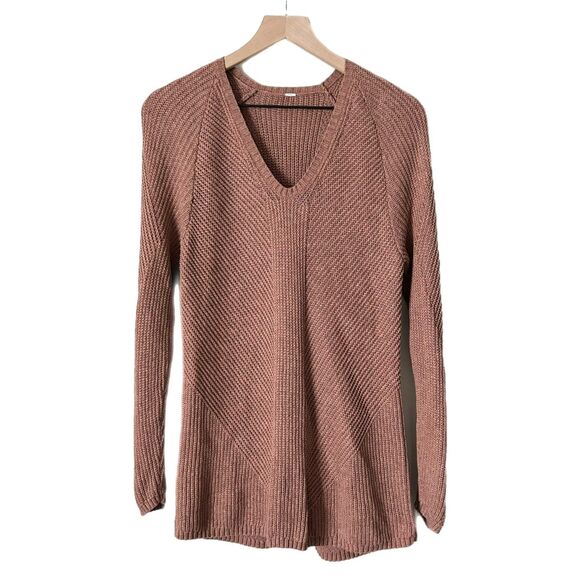 Lululemon Knit Blend Textured Pullover Sweater Heathered Pink Size 4 - Picture 1 of 4